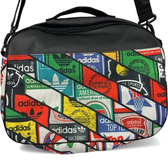 Adidas Vintage Cross Body Airliner Computer Double Compartment Shoe Logo Bag Y2K - Picture 3 of 13